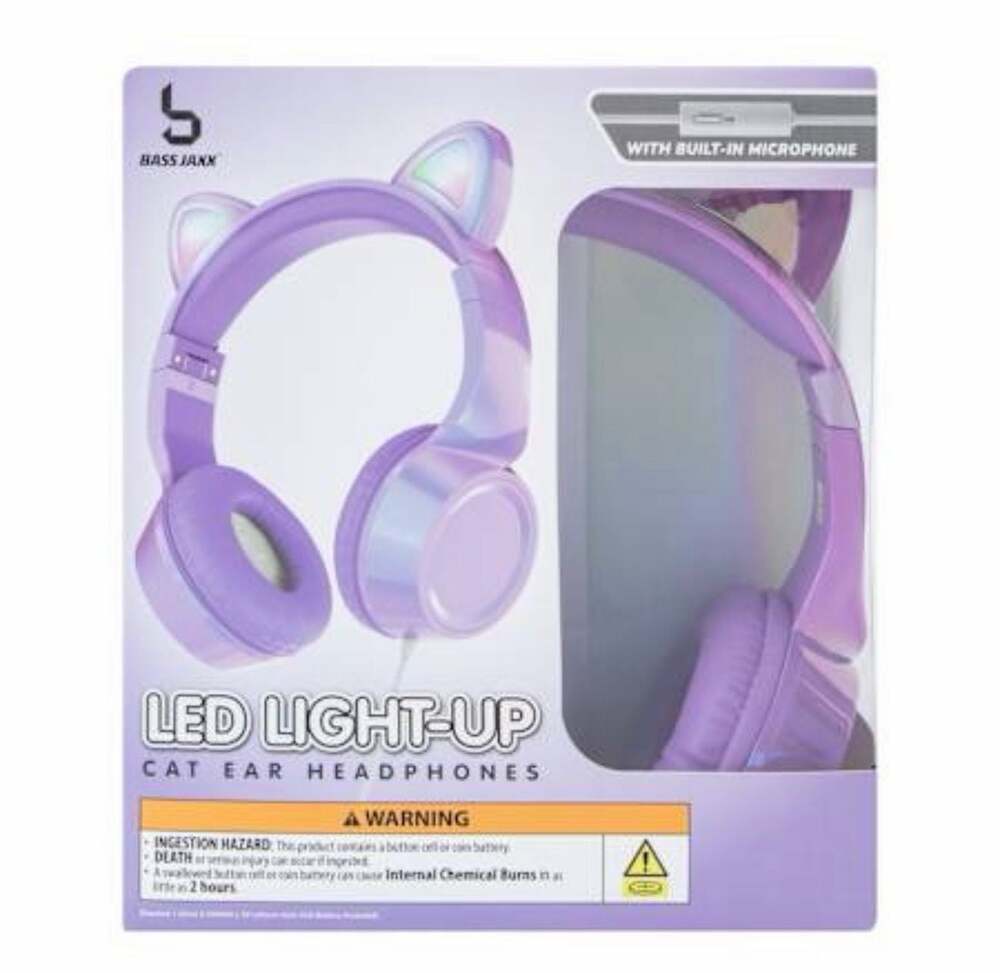 LED Light-Up Panda Ear Wired Headphones With